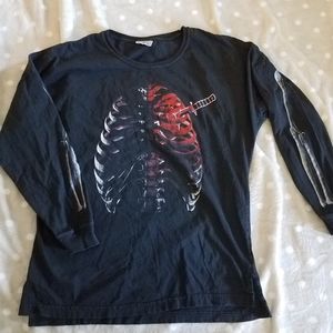 Backstab Long Sleeve Shirt w/ Ribcage and Heart